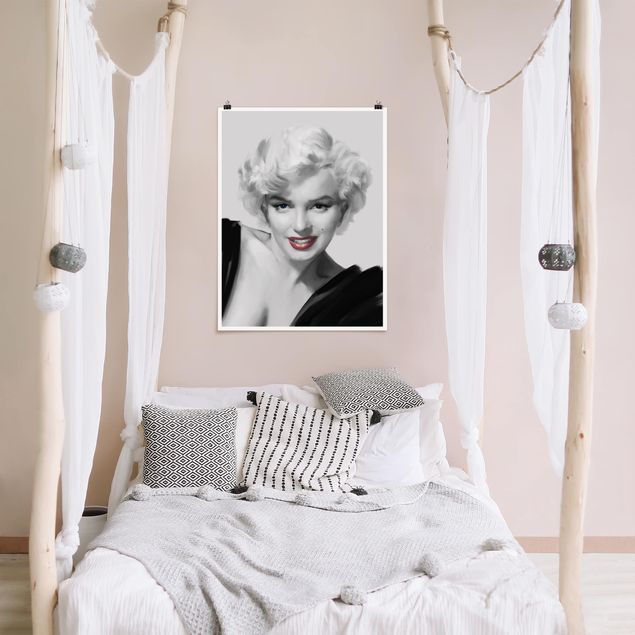 Poster schwarz-weiß Marilyn auf Sofa