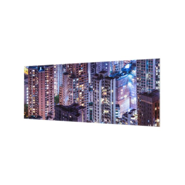 Spritzschutz Glas - Hongkong Lichtermeer - Panorama 5:2