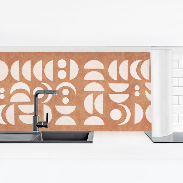Küchenrückwand selbstklebend Abstrakte Monde terracotta
