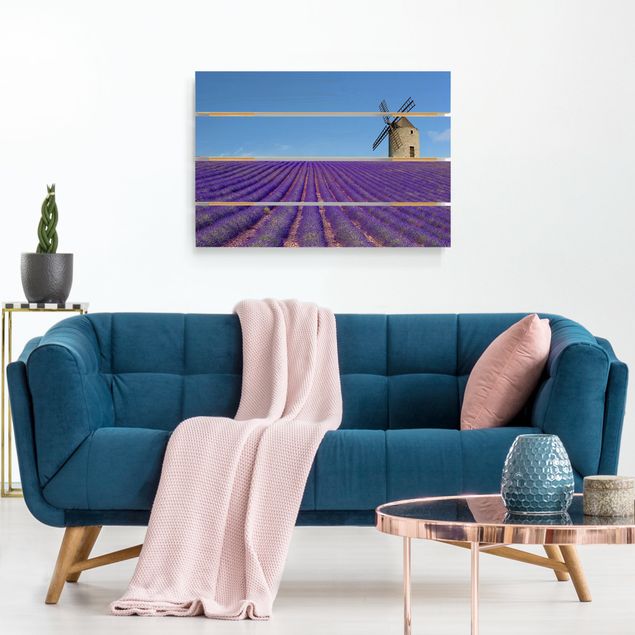 Holzbilder Landschaften Lavendelduft in der Provence