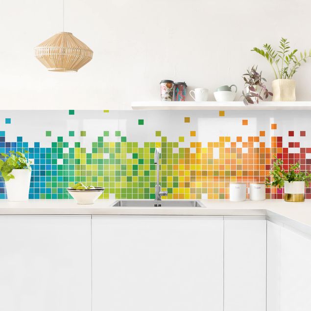 Küchenspiegel Glas Pixel-Regenbogen