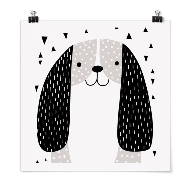 Poster schwarz-weiß Tierpark mit Mustern - Hund