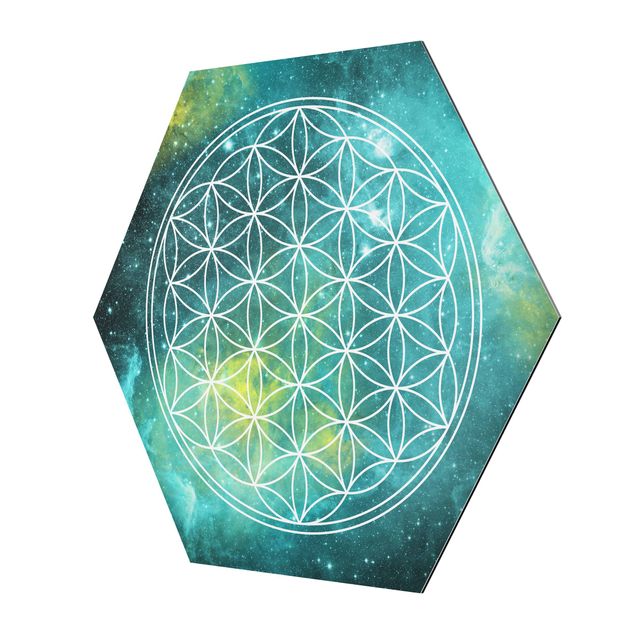 Hexagon Bilder Blume des Lebens im Licht der Sterne