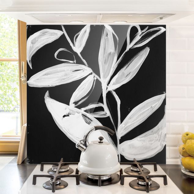 Küche Dekoration Gemalte Blätter auf Schwarz