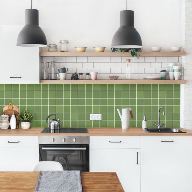 Küchenrückwand Folie Fliesenoptik Mosaik Fliesen - Grün