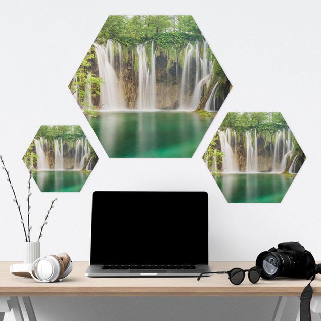 Hexagon Bilder Wasserfall Plitvicer Seen
