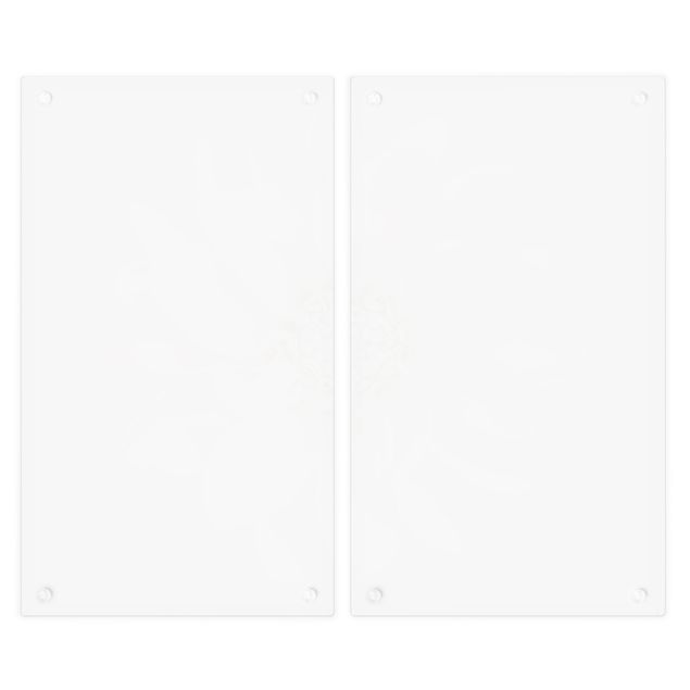 Herdabdeckplatte Glas - Dahlie Weiß Taupe Pastel Zentriert - 52x60cm