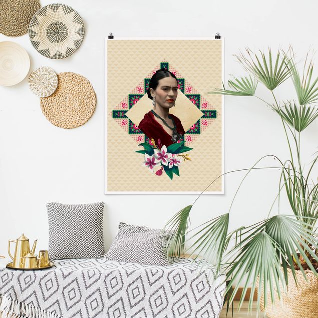 Wandbilder Floral Frida Kahlo - Blumen und Geometrie