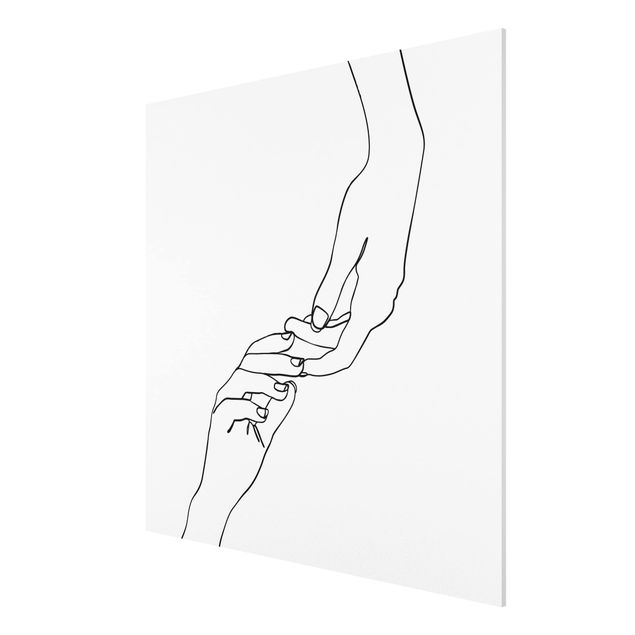 Wandbilder Kunstdrucke Line Art Hände Berührung Schwarz Weiß