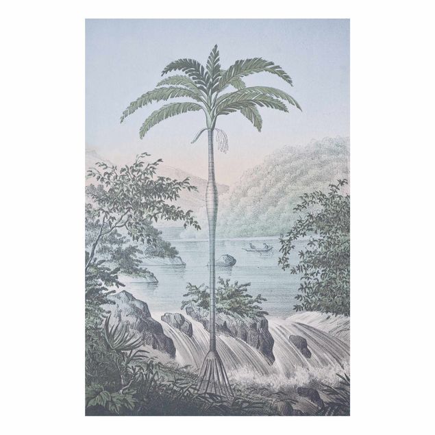 Wandbilder Landschaften Vintage Illustration - Landschaft mit Palme