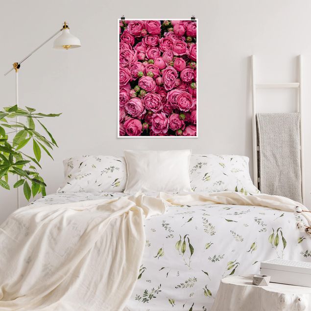 Poster mit Blumen Pinke Pfingstrosen