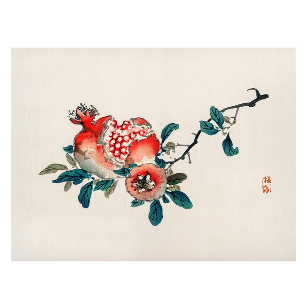 Wandbilder Früchte Asiatische Vintage Zeichnung Granatapfel