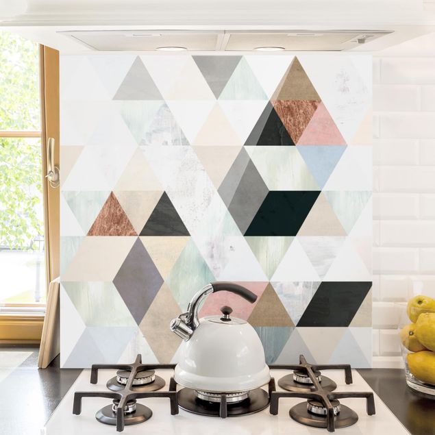 Küchen Deko Aquarell-Mosaik mit Dreiecken I