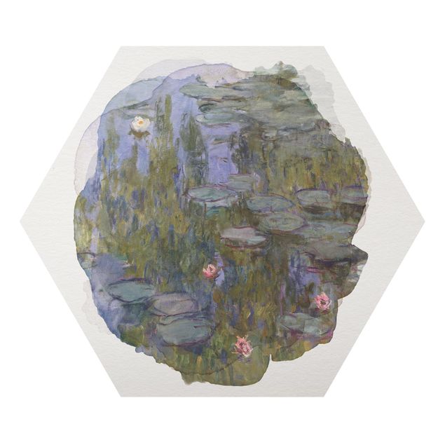 Wandbilder Floral Wasserfarben - Claude Monet - Seerosen (Nympheas)