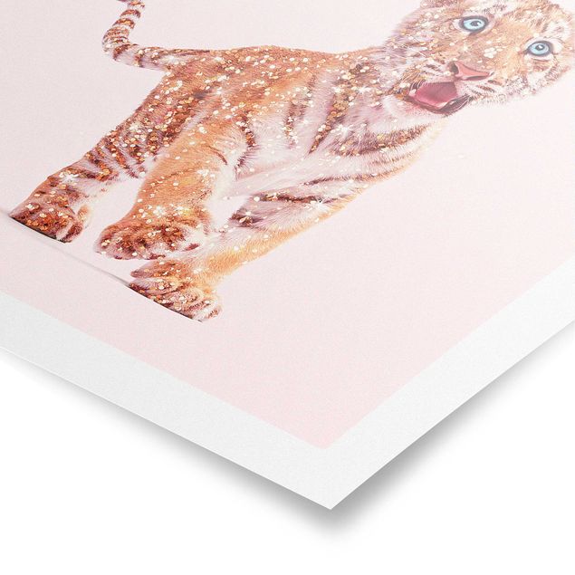Wandbilder Kunstdrucke Tiger mit Glitzer