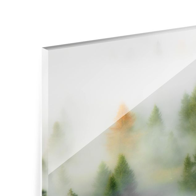 Glas Spritzschutz - Nebelwald im Herbst - Querformat - 4:3