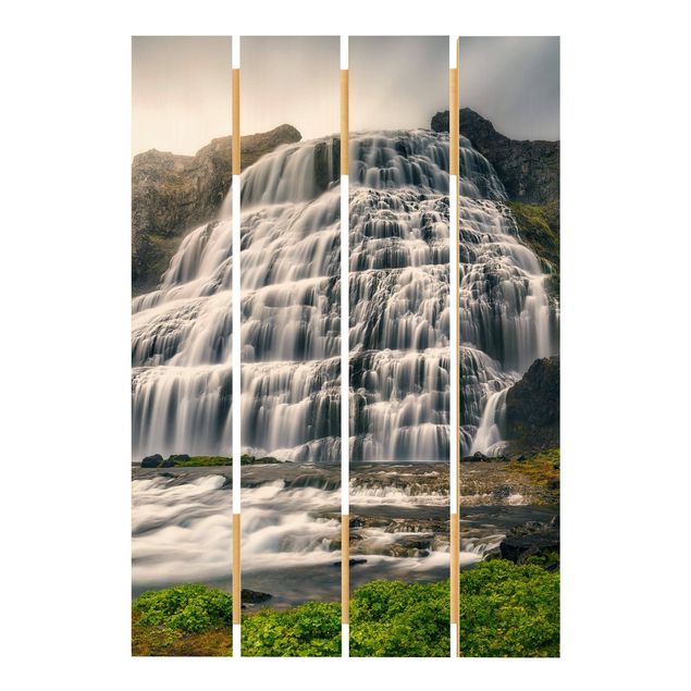 Wandbild Holz Dynjandi Wasserfall