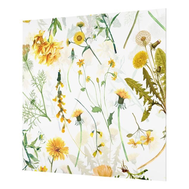 Spritzschutz Glas - Gelbe Wildblumen - Quadrat 1:1