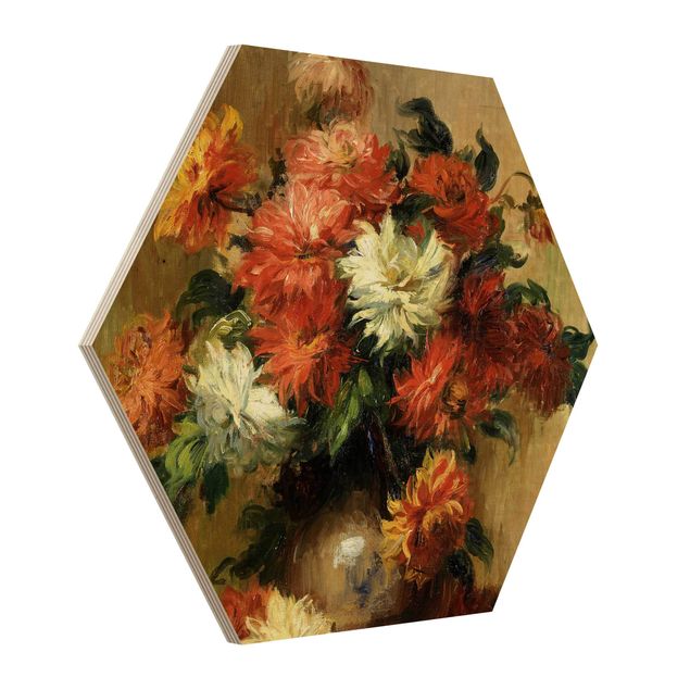 Holzbilder Blumen Auguste Renoir - Stillleben mit Dahlien