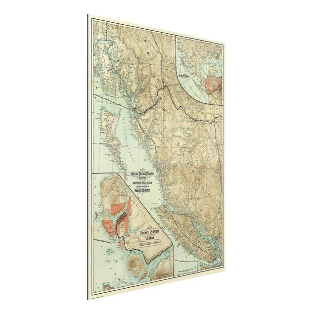 Küchen Deko Vintage Karte British Columbia
