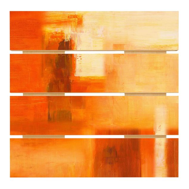 Holzbilder Komposition in Orange und Braun 02