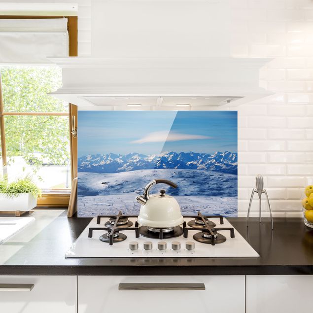 Glasrückwand Küche Verschneite Bergwelt