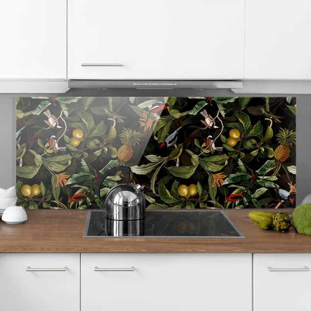 Küche Dekoration Vögel mit Ananas Grün