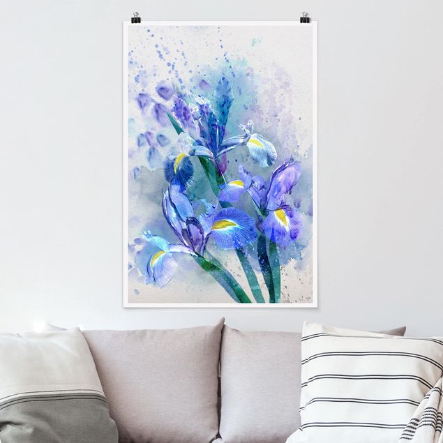 Küche Dekoration Aquarell Blumen Iris