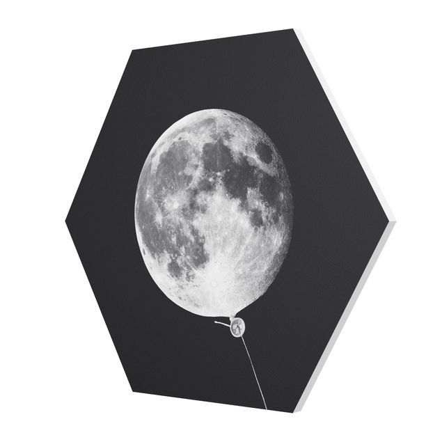 Wandbilder Schwarz Luftballon mit Mond