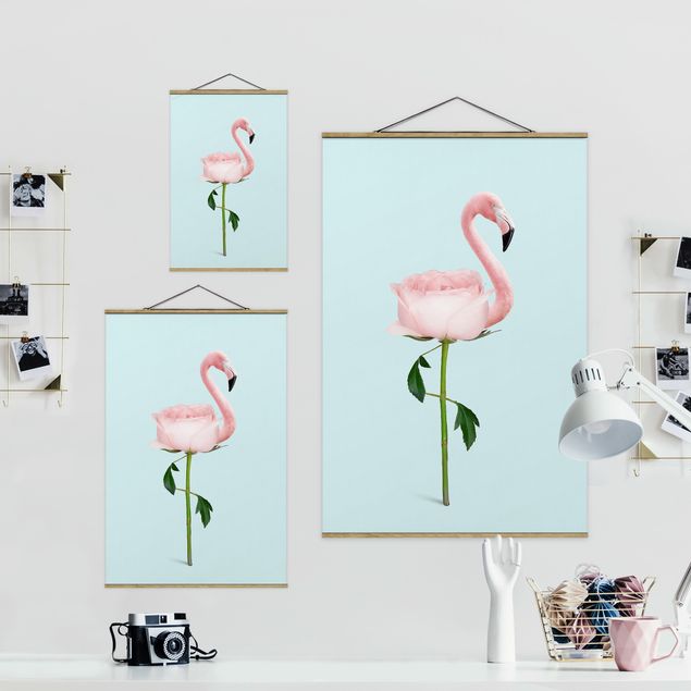 Jonas Loose Kunstdrucke Flamingo mit Rose