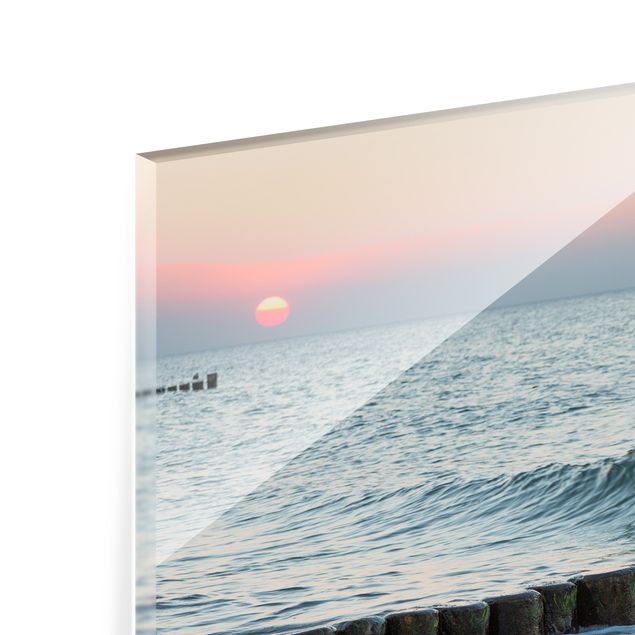 Glas Spritzschutz - Sonnenuntergang am Meer - Querformat - 4:3