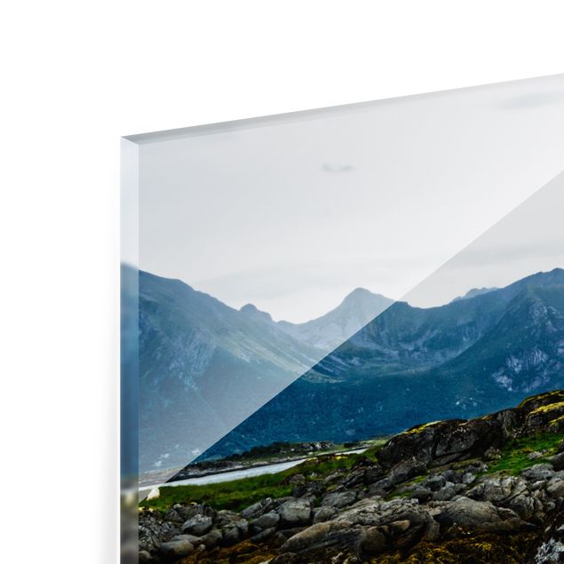 Spritzschutz Glas - Einsame Hütte in Norwegen - Querformat 2:1