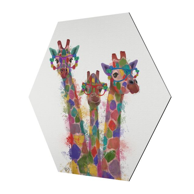 Bilder Regenbogen Splash Giraffen-Trio