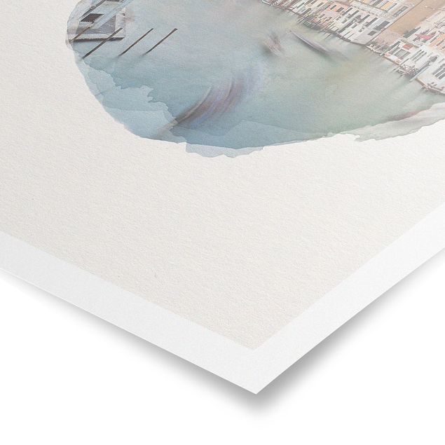 Wandbilder Modern Wasserfarben - Canale Grande Blick von der Rialtobrücke Venedig