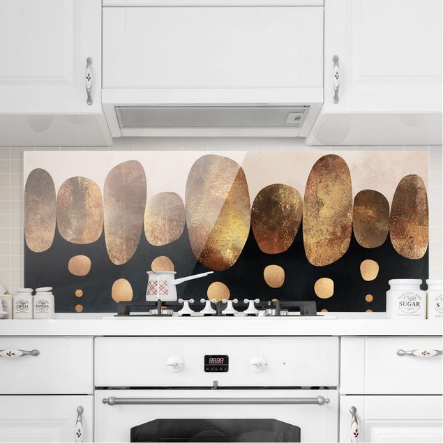 Wanddeko Küche Abstrakte goldene Steine