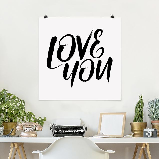 Poster schwarz-weiß Love You