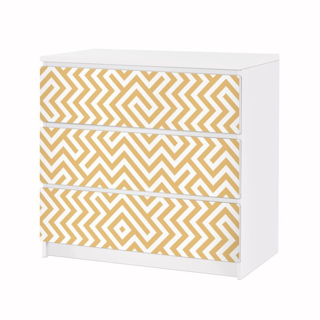 Möbelfolie für IKEA Malm Kommode - Klebefolie Geometrisches Musterdesign Gelb