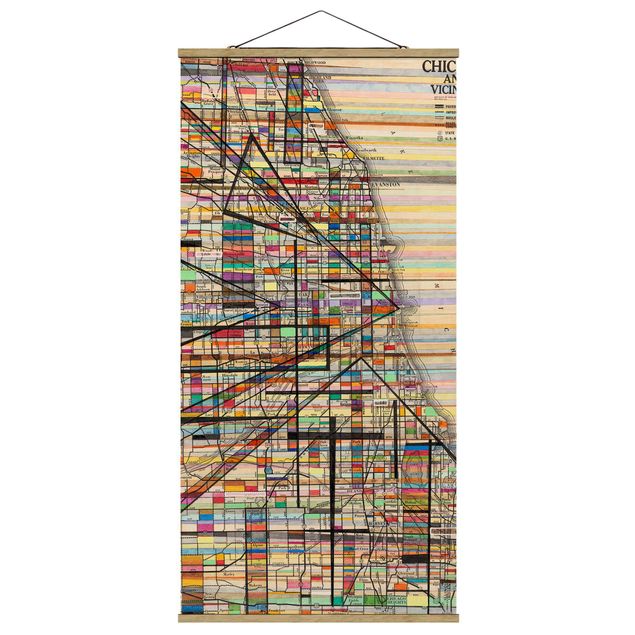 Wandbilder Shabby Moderne Karte von Chicago
