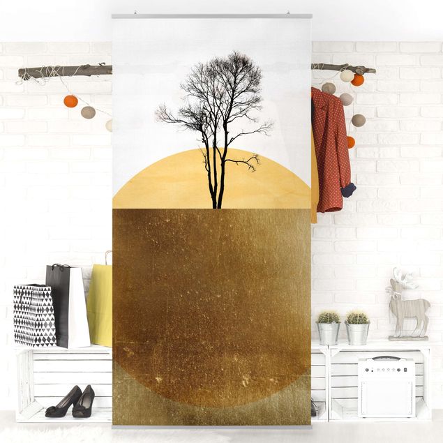 Küche Dekoration Goldene Sonne mit Baum