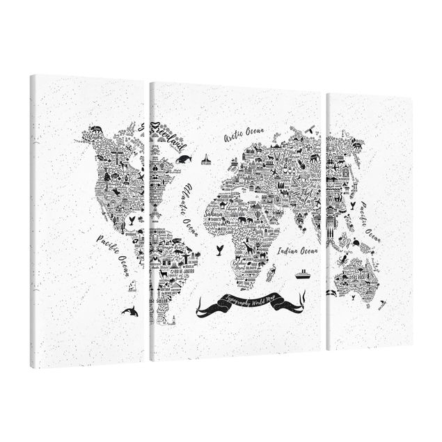 Leinwandbilder Städte Typografie Weltkarte weiß