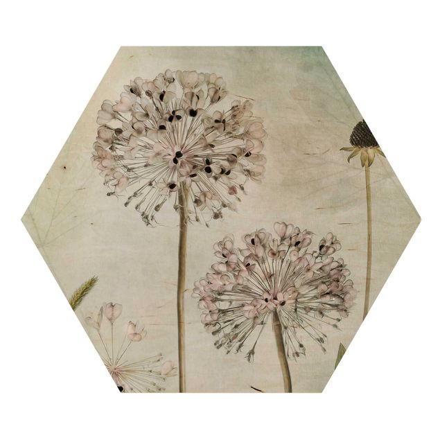 Bilder auf Holz Lauchblüten in Pastell