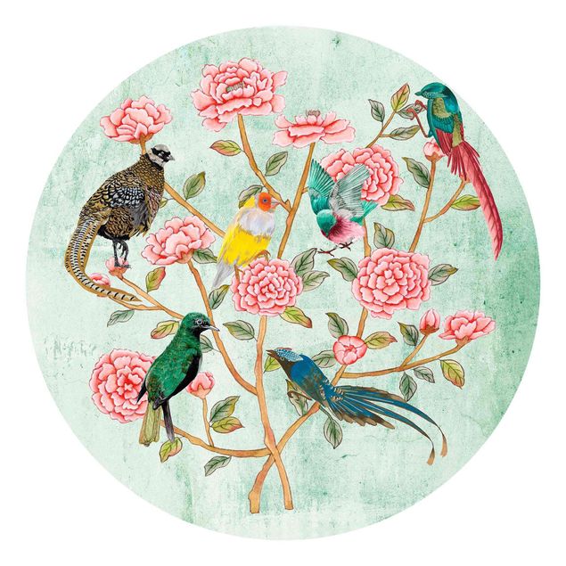 Fototapete Vintage Chinoiserie Collage in Mint II