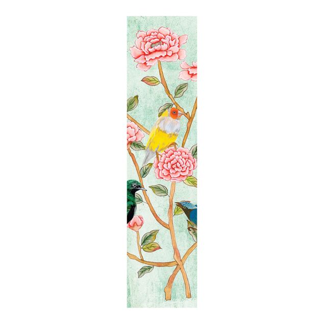 Schiebevorhang Blumen Chinoiserie Collage in Mint II
