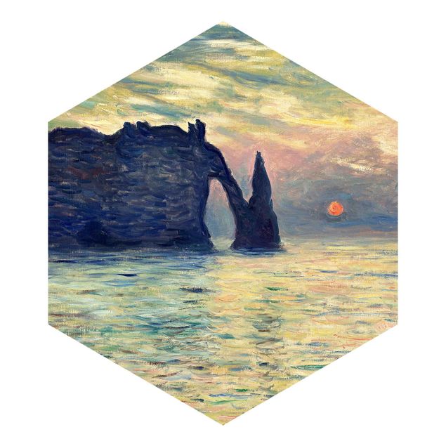 moderne Fototapete Claude Monet - Felsen Sonnenuntergang