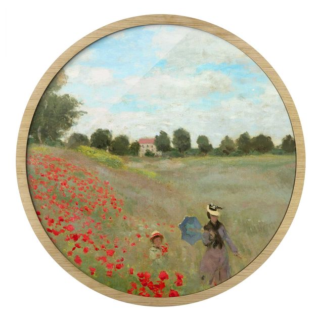 Runde gerahmte Bilder Claude Monet - Mohnfeld bei Argenteuil