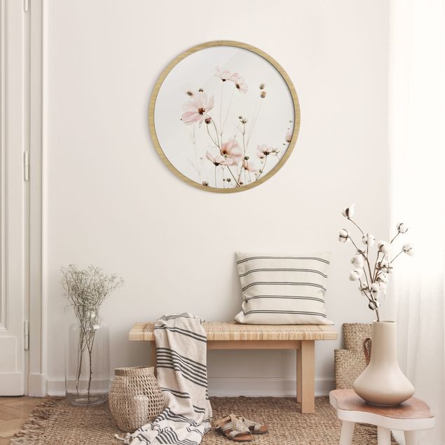 Wandbilder Floral Cosmea in zarten Cremetönen