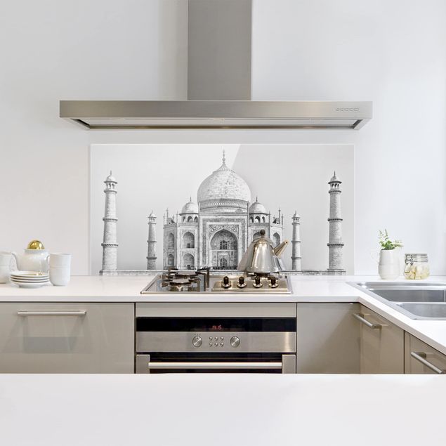 Küchenspiegel Glas Taj Mahal in Grau