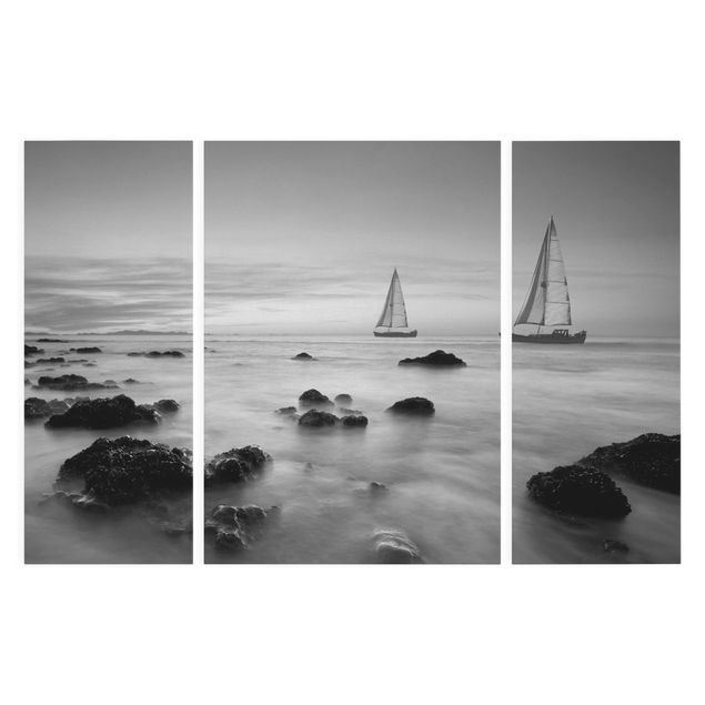 schwarz-weiß Bilder auf Leinwand Segelschiffe im Ozean II