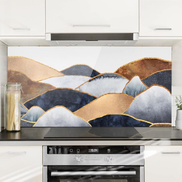 Küche Dekoration Goldene Berge Aquarell