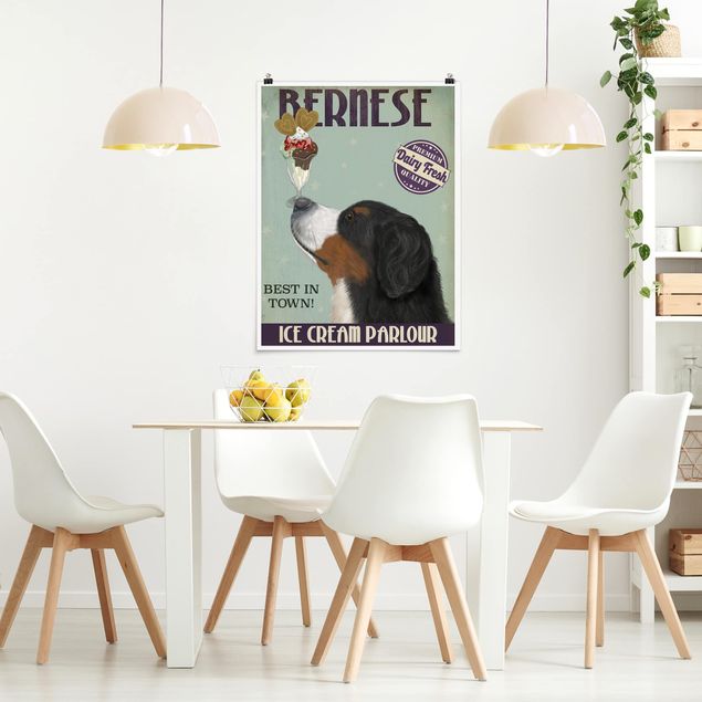 Spruch Poster Berner Sennenhund mit Eis